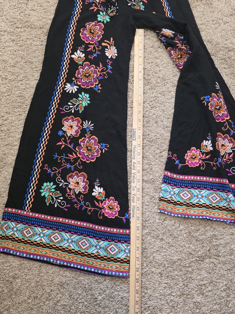 Flying Tomato Boho Floral Wide Leg Palazzo Pants | Black Festival Print | Small - Picture 5 of 8